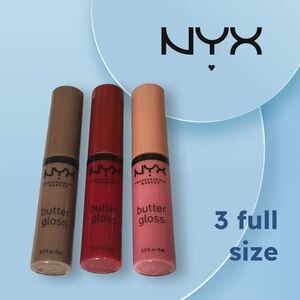 *🆕*NEW* NYX | FULL x3 | 3️⃣ Butter Lip Gloss - Cinnamon R - Red V - Crème B 🐇